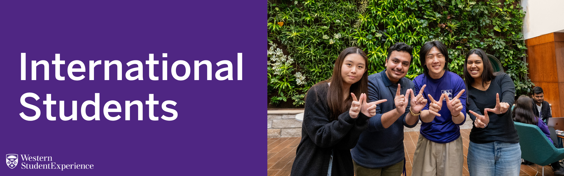 A group of international students smiling